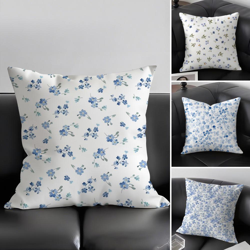 Fashion Small Florals Cushion Cover Elegant Comfort Pillowcase Sofa Bed Doublesided Printed Invisible Zipper Home Decor