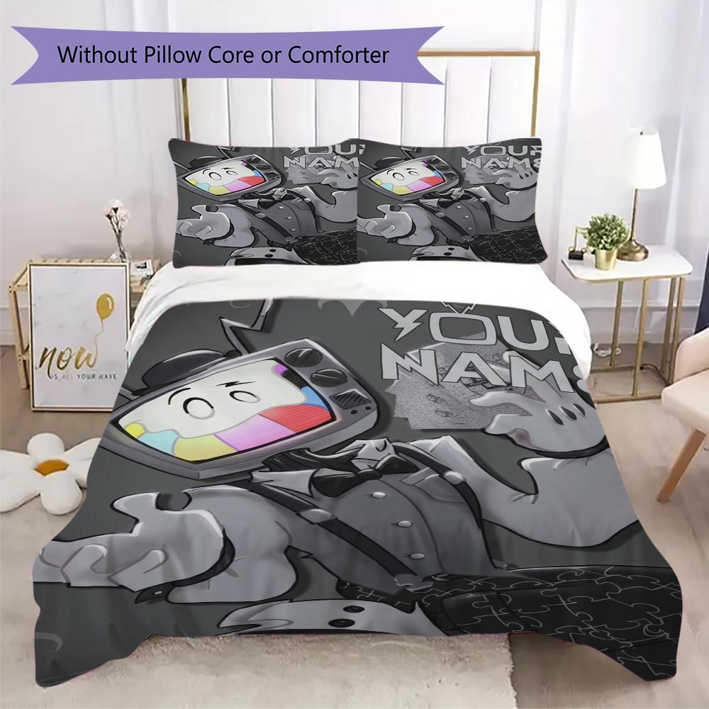 Custom Name Mr. Puzzles Smg4 Bedding,Quilt Set Quilt Cover Pillowcase Home Birthday Gift(1 * Duvet Cover + 2 * Pillowcase, Without Core)_xia