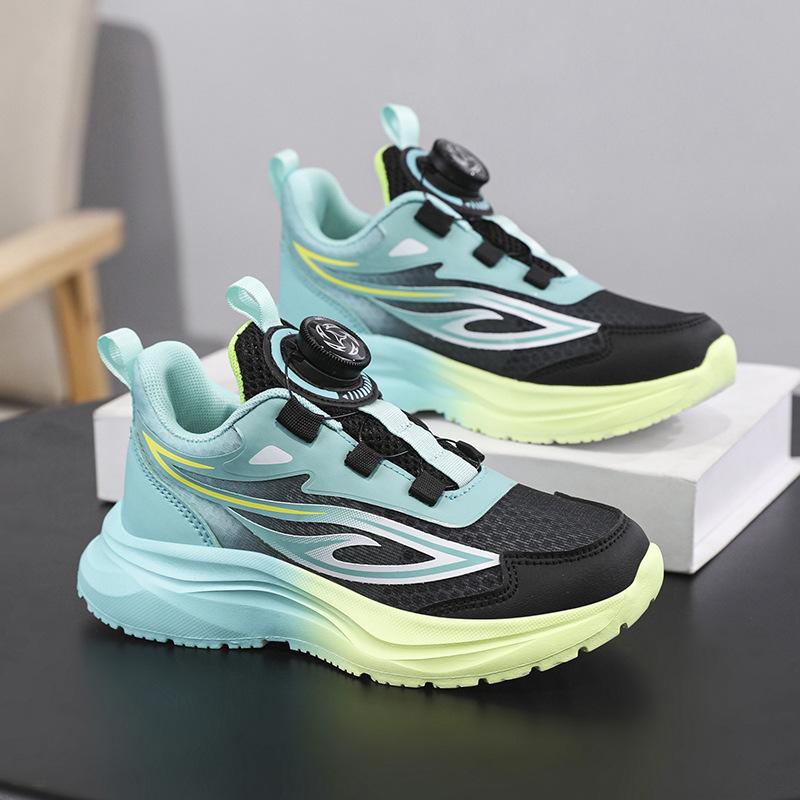 Classmate summer 22 new children's running shoes single mesh breathable rotating button non-slip children's sports shoes