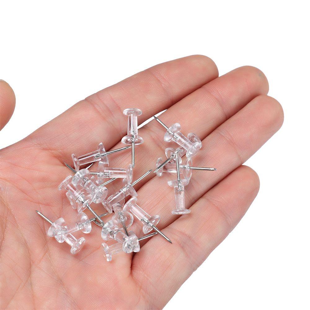 100 Pcs Plastic Clear Tacks Push Pins Drawing Pins Stationery Buttons Pins Office School Stationery Supplies