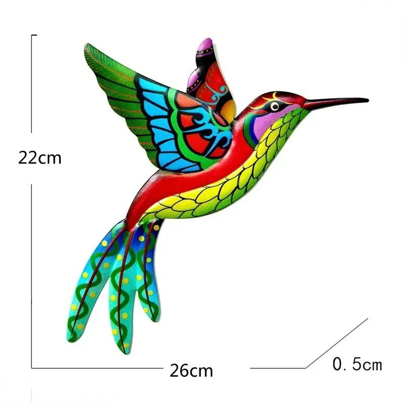 1Pcs Garden Decoration Accessories Jardineria Iron Art Colorful Hummingbird Pendant Delicate Wall Hanging Crafts Wall Decoration темные хаки