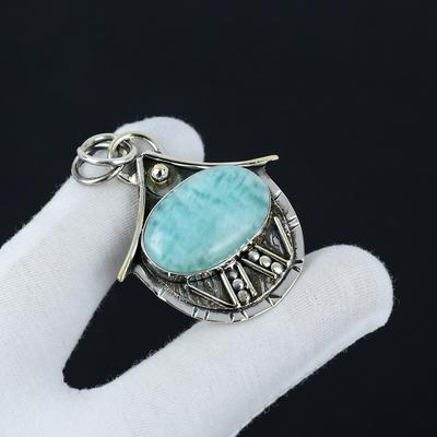 Amazonite Gemstone Handmade 925 Sterling Silver Pendant, Antique Natural Amazonite Pendant, Women's Jewelry, Unisex Pendant For Christmas