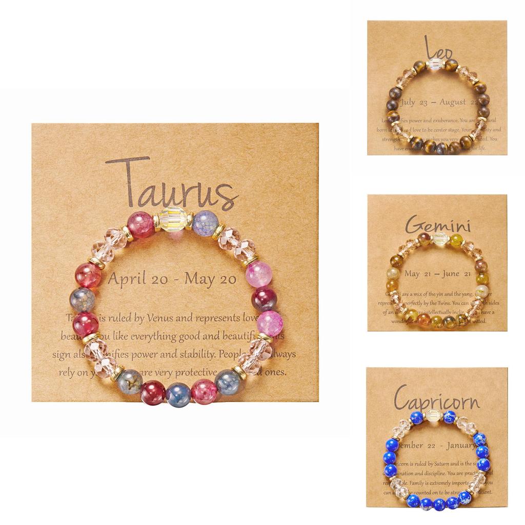 Twelve Constellation Colorful Natural Stone Crystal Beaded Bracelet Gift For Men And Women