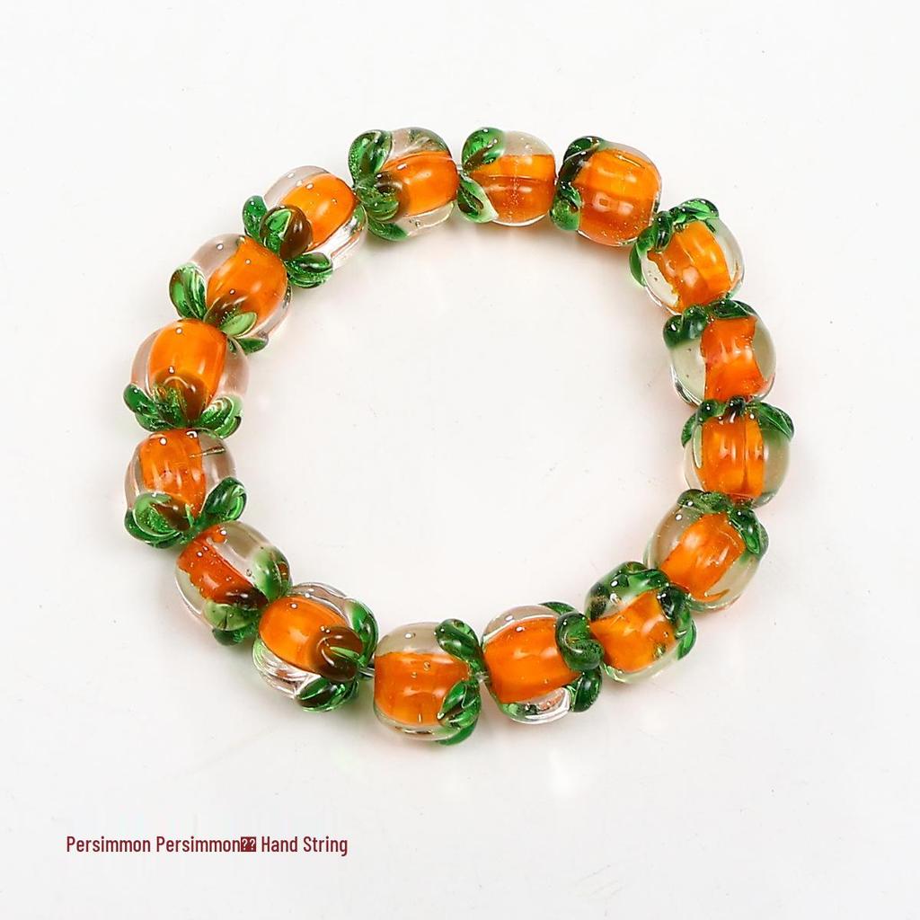 New Chinese Style Persimmon Ruyi Glass Bracelet: Original Crystal Mori Design for Summer