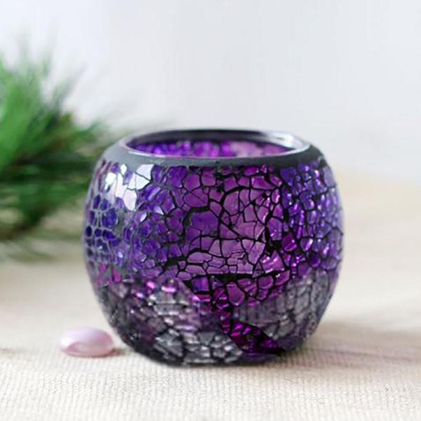 Mosaic Glass Candlestick Wishing Candle Tea Light Holder Dinner Wedding Tabletop Decoration