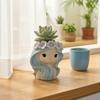 Cartoon Face Planter for Cacti Cute Girl Planter, Blue Hair Garland Head Indoor Plants Decorative Resin Plant Pot Succulents Healing Aesthetic