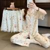 Japanese Small Floral High-Value Cloud Cotton Lace Edge Pajamas Women'S Summer Sweet Short-Sleeved Three-Piece Set