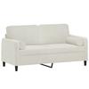 2 Seater Sofa with Decorative Cushions Cream 140 Cm Velvet