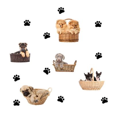 Karikatūra Paw Dog Puppy Noņemama tapetes sienas uzlīme DIY Decal