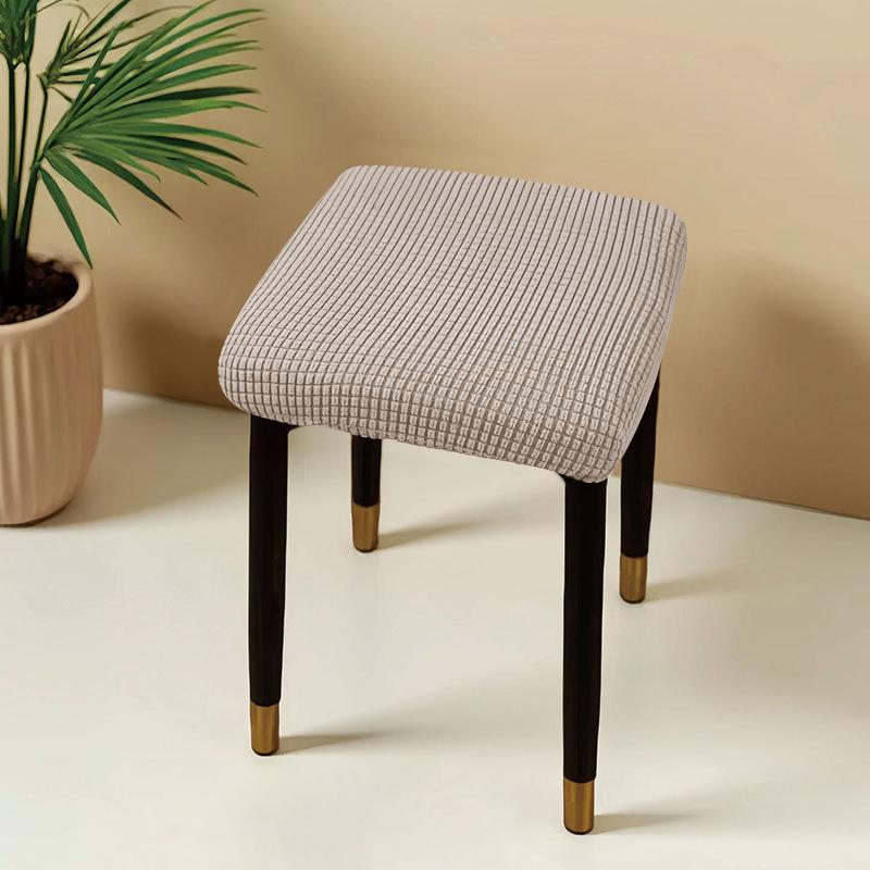 Jacquard Square Stool Covers Elastic Dust-proof and Anti-slip Stretch Chair Cover Solid Color Geometric Pattern Seat Cover