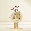 Soft Felt Cloth Santa Clause Reindeer Ornament with Wood Base Plush Wool Felt Christmas Figure Decoration For Tabletop
