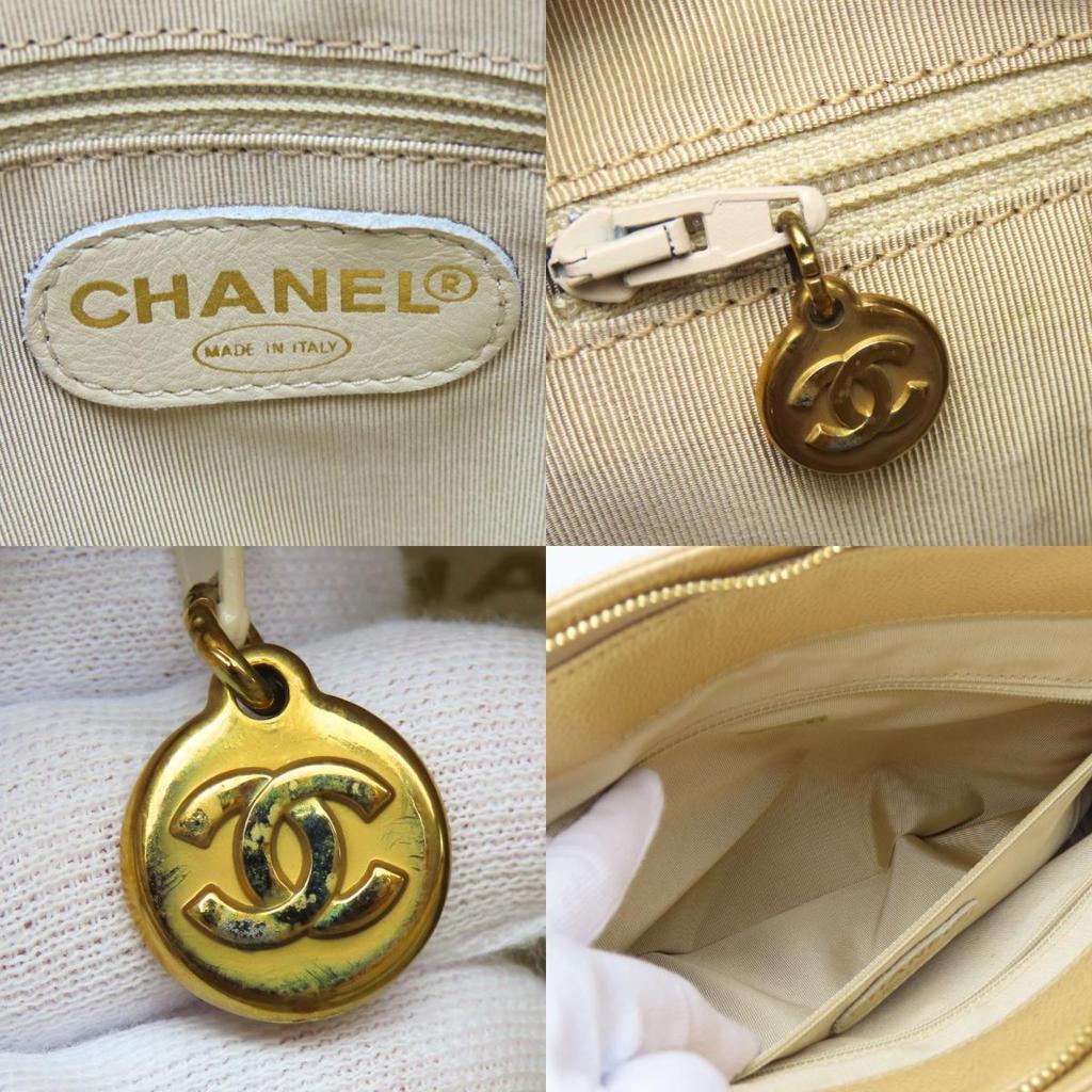 Used CHANEL Handbag Logo Caviarskin Beige 5th