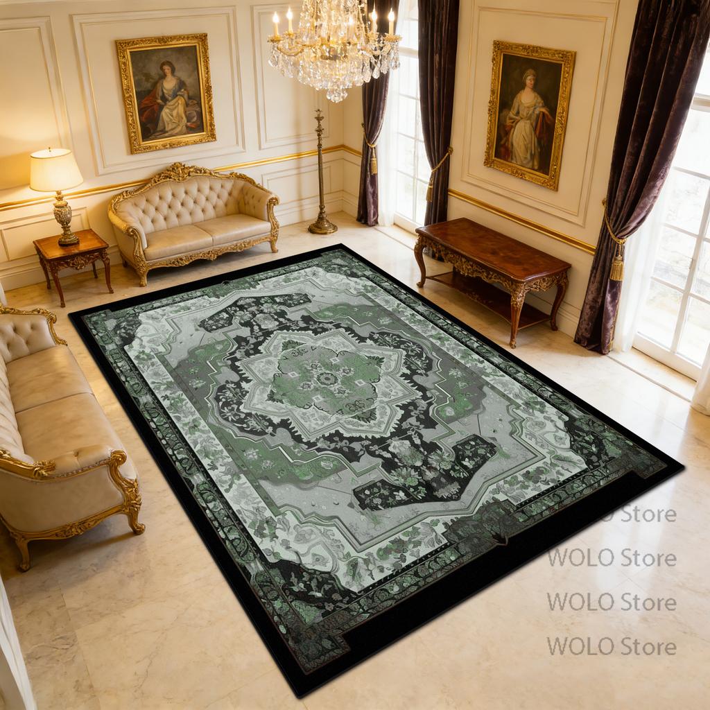 Retro Carpet High-end Luxury Living Room Tea Table Bedroom Flannel Rug Bed End Anti-slip Easy Cleaning Floor Mat Dining Room