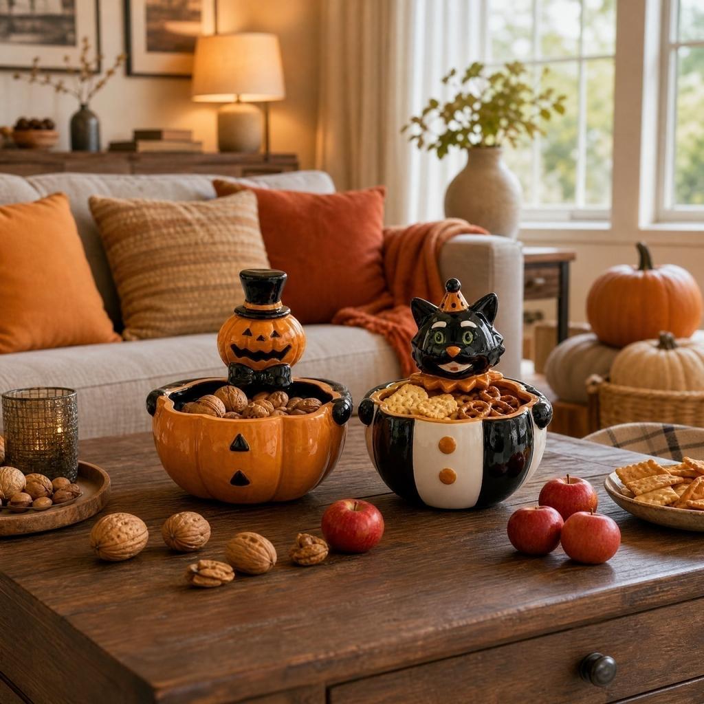 Ciotola per Dolci di Halloween a Forma di Zucca per Conservare Snack per la Festa