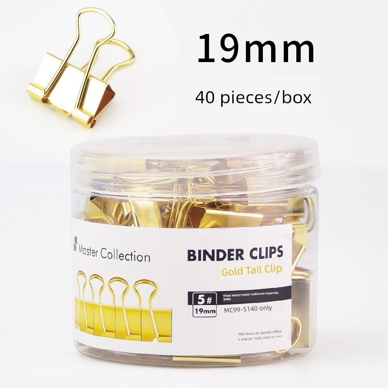 Clip Metal Document Folder Binder Clip Iron Ticket Holder Medium and Small Size 51mm Office Supplies Rose Gold 19mm Book Holder 32mm Test Paper Clip Gold/19Mm/Box of 40 Pieces