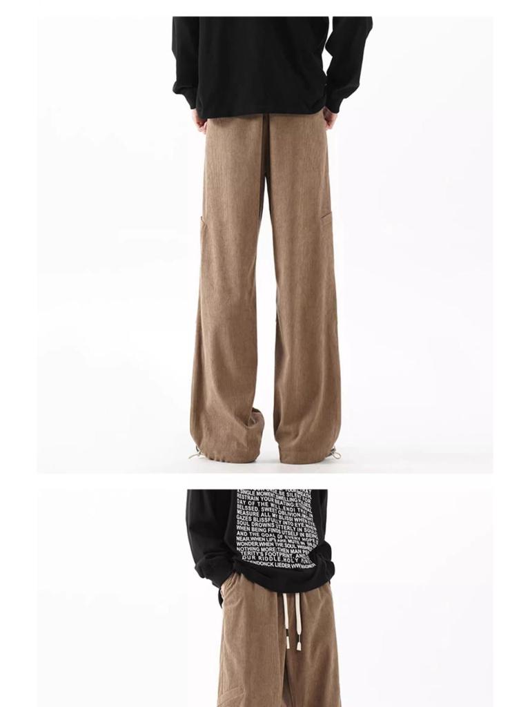 Men's Retro Wide-Leg Cargo Pants - Trendy, Loose, Straight-Leg Design for Spring/Autumn 2025