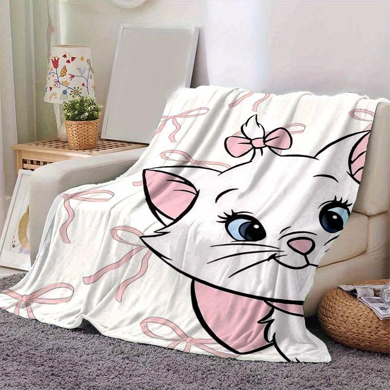 1pc Disney Aristocats Marie Pink Bow Blanket Soft Throw for Home Decor, Couch Cover, Travel