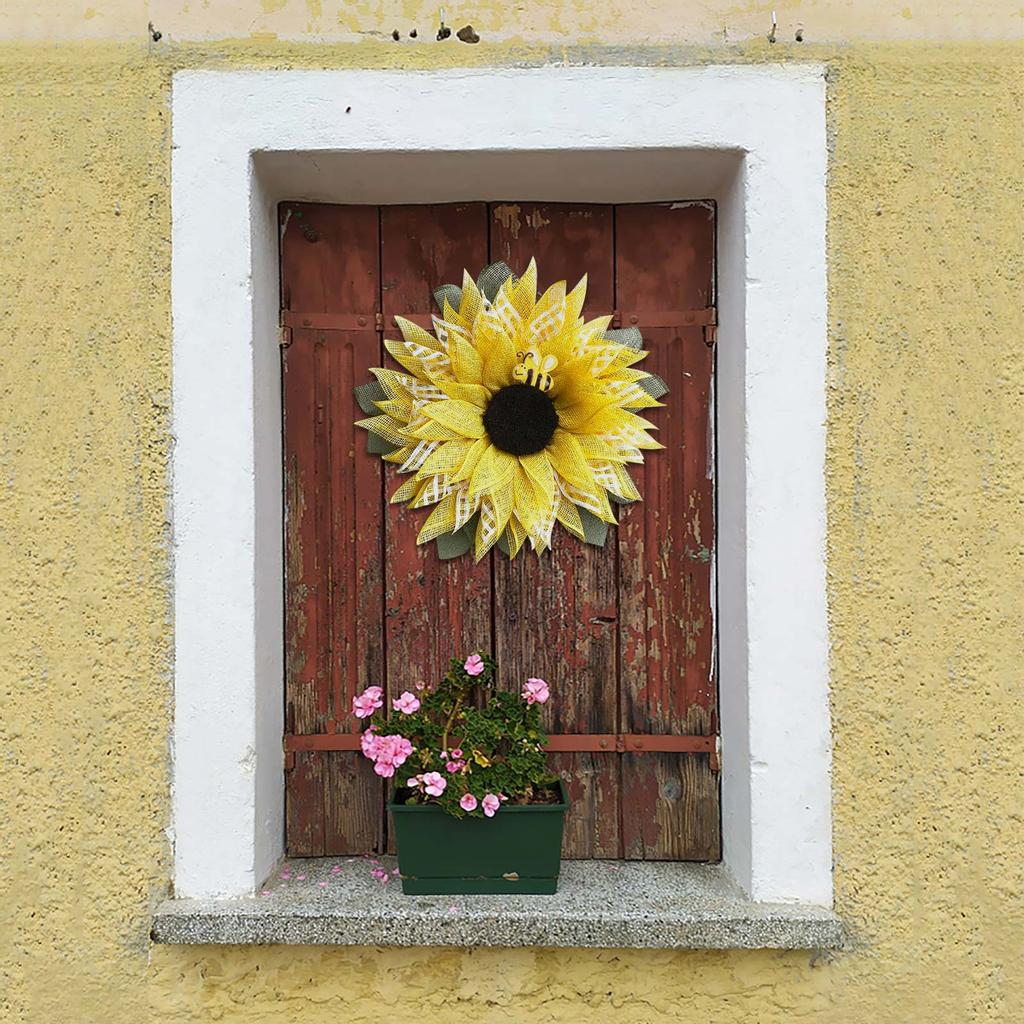 Simulation Leaf Bee SunflowerWreath Artificial Garland Hanging Pendants Wedding