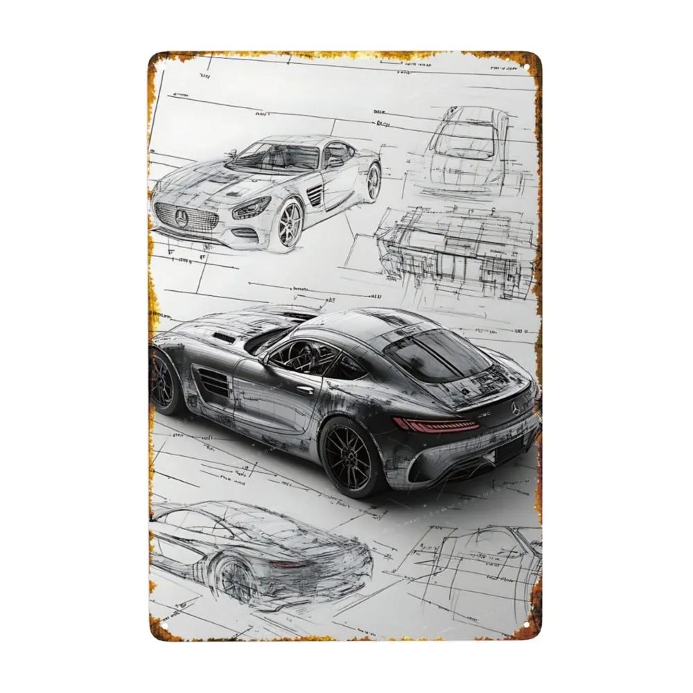 Metal Interior Sports Car Nameplate 20x30cm