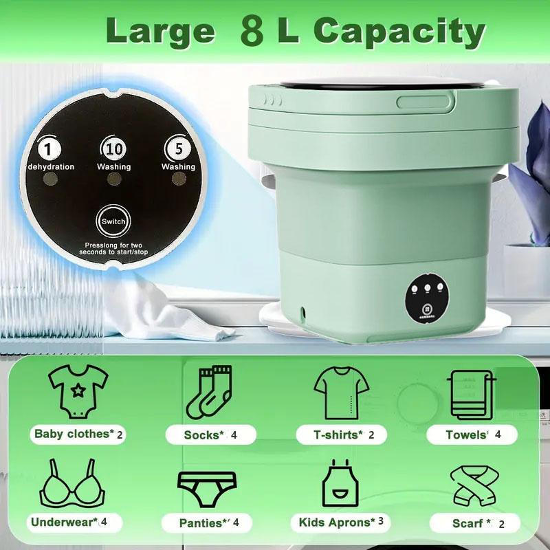 Portable Mini Washing Machine Spin Dryer Quickly Wash and Dry Light Clothing, Baby Clothes and Underwear, Socks, Underwear, Bras, Etc.
