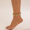 Holiday Wind Beach Imitation Pearl Anklet Women'S Simple Double-Layer Ccb Round Beaded Anklet Foot Decoration