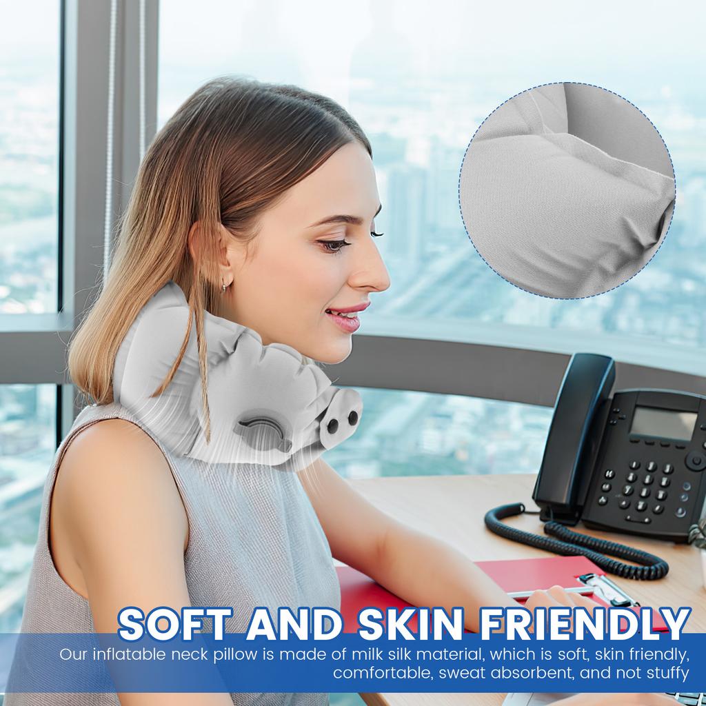 U-shaped Inflatable Neck Pillow Travel Light Portable Lazy Airplane Headrest Reduce Fatigue Office Sleep Pillow