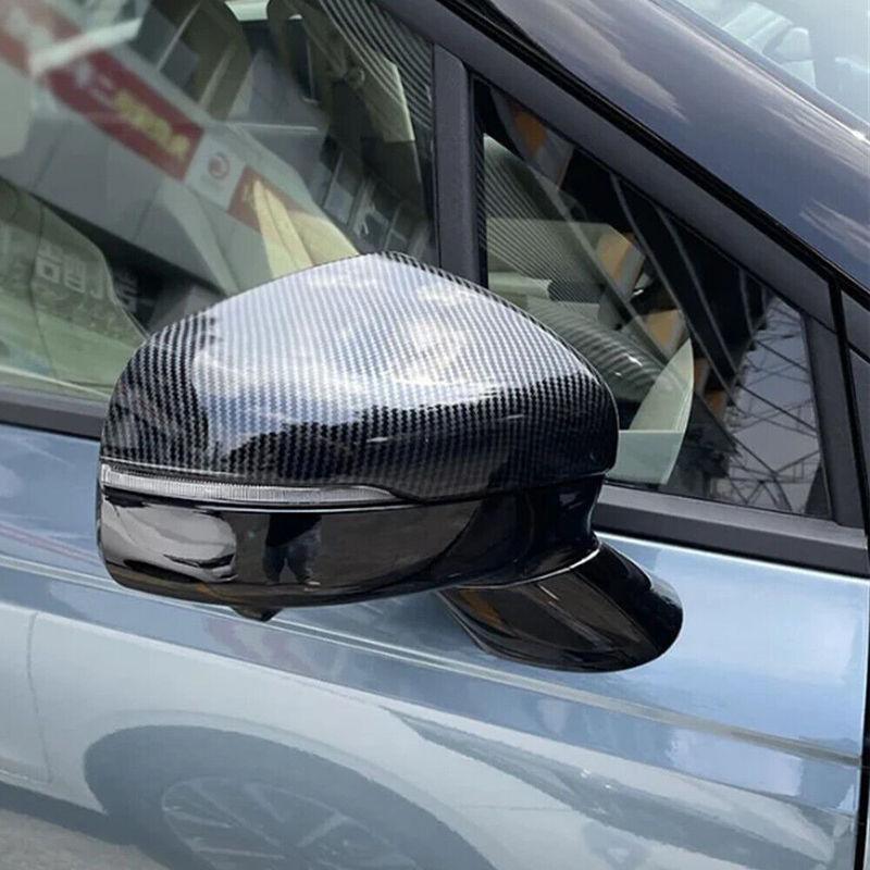 For Kia Carnival ABS Carbon/ Black Car Rearview Side Mirror Cover Wing Cap Exterior Door Housing Trim Adhesive Sticker