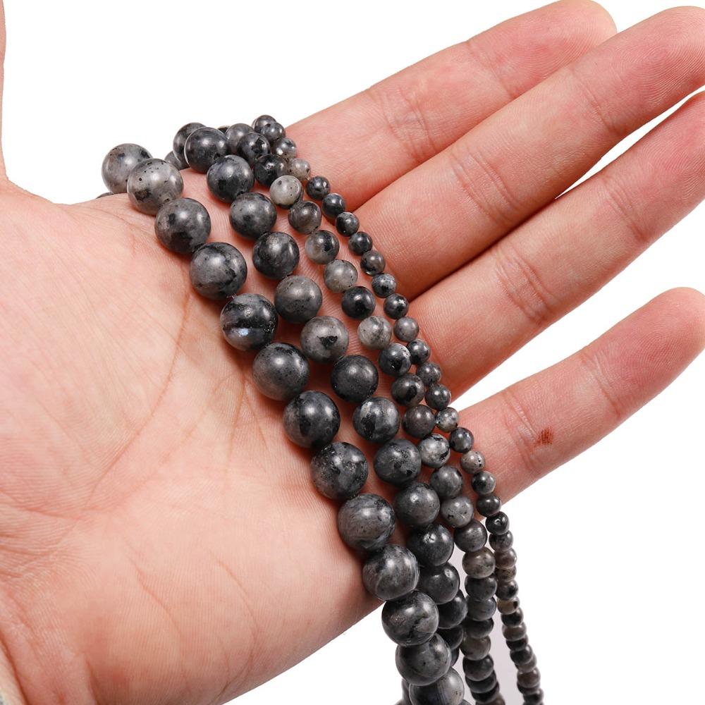 1 hebra/lote 4 6 8 10 12 mm labradorita Piedra Natural espectrolita negra cuentas espaciadoras sueltas redondas para fabricación de joyería DIY pulsera