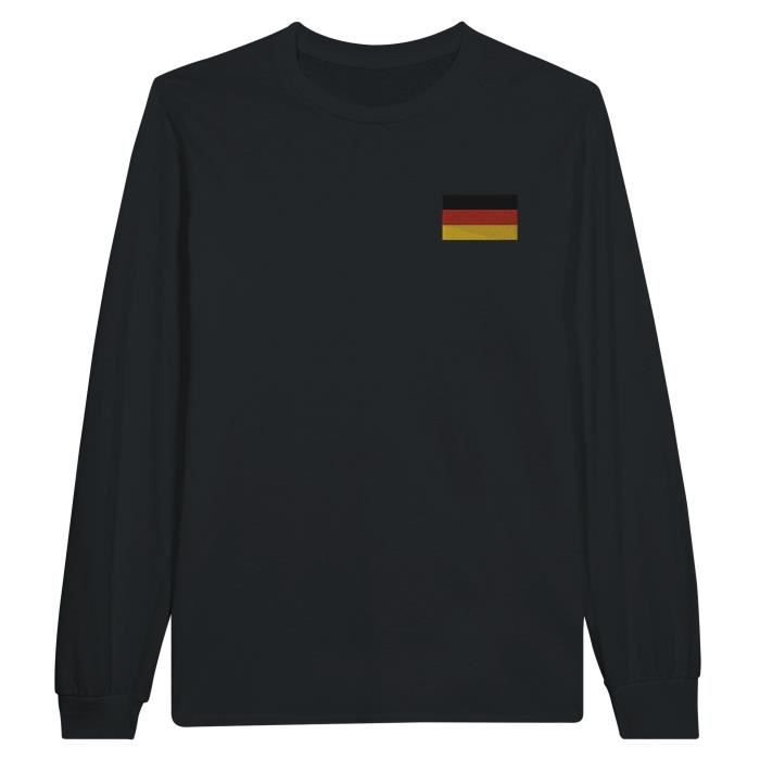 T-shirt à manches longues - PIXELFORMA - Drapeau de l'Allemagne - Noir - Coupe Regular - Confortável
