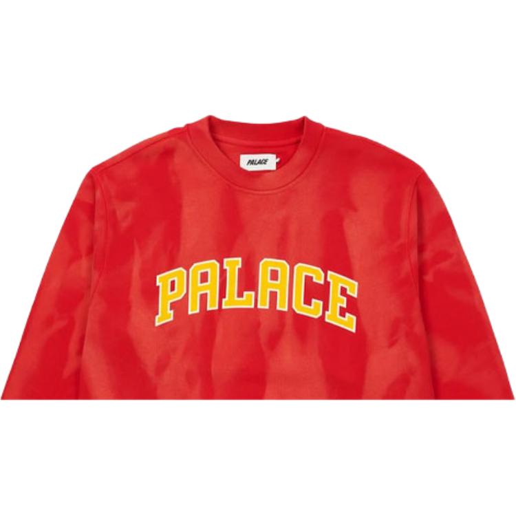Palace Try-Dye Round Neck Letter Sports Sweatshirt Unisex sweatshirt Red P20CS015