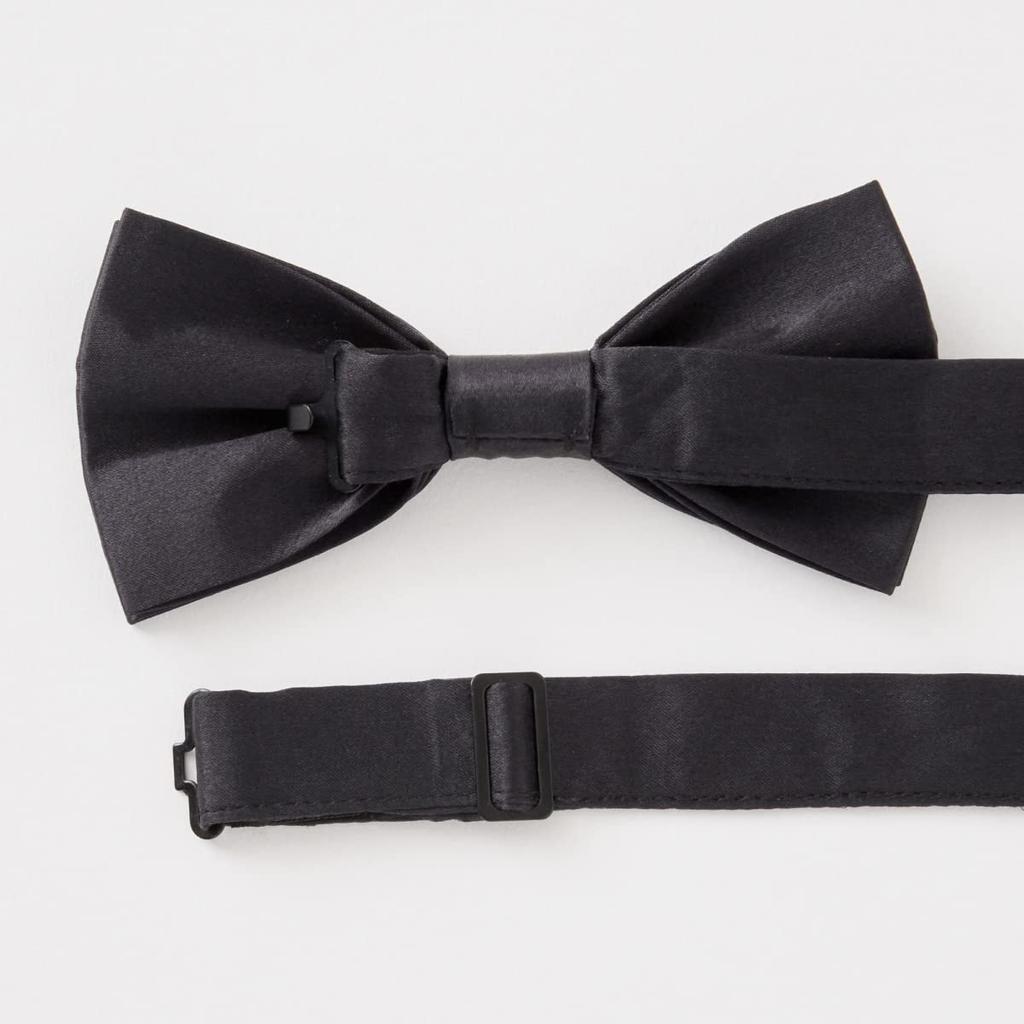 [Ojie] Bow Tie, 100% Silk, Solid Color, Formal, Wedding, Reception, Ceremonial Occasions, Party, Tuxedo, Black