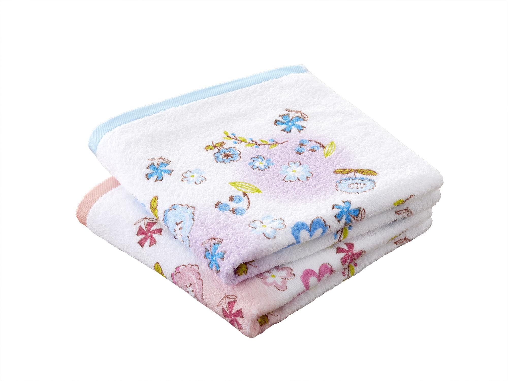 

Senshu Towel Luminous Flower Bath Towel, 62 x 120 cm, Set of 2 Colors, Thin Type, Cute Print