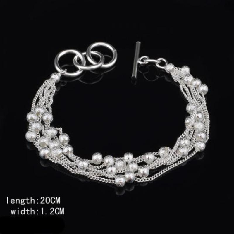 Women Shiny Faux Pearl Beads Bangle Shimmers Charm Chain Bracelet Jewelry Gift