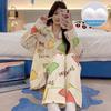 Japanese Style Cartoon Pajama Set for Women - Long Sleeve Cardigan with Chest Pad, Cute Homewear.