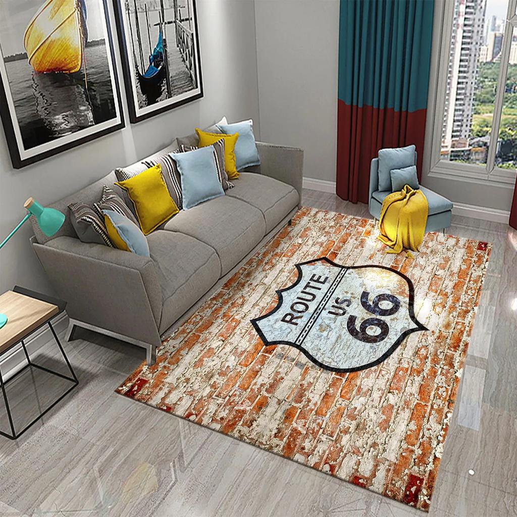 Historic Route 66 Non-slip Carpet Soft Area Rug for Living Room Kids Bedroom Kitchen Decor Floor Mat