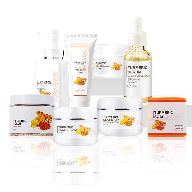 Turmeric Facial Care Set: Brightening Serum, Hydrating Cream & Cleansing Mud Mask