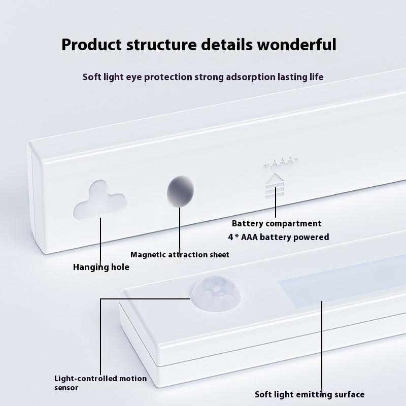 Intelligent Magnetic Induction Night Lamp Long-length Strip LED Battery Model Step Corridor Kitchen Bedside Wardrobe Bedroom Decoration