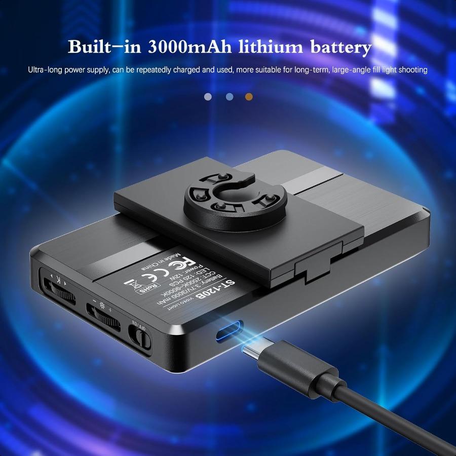 120 LED Portable Selfie Light for iPhone 3000mAh Rechargeable Portable Light for Photography with Front Back Phone Clip for Zoo