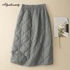 Korean Style Plus Size Autumn Winter Women Basic Skirt High Waist Casual Loose Padded Cotton Skirt Vintage Ladies' All-Match Midi Skirt