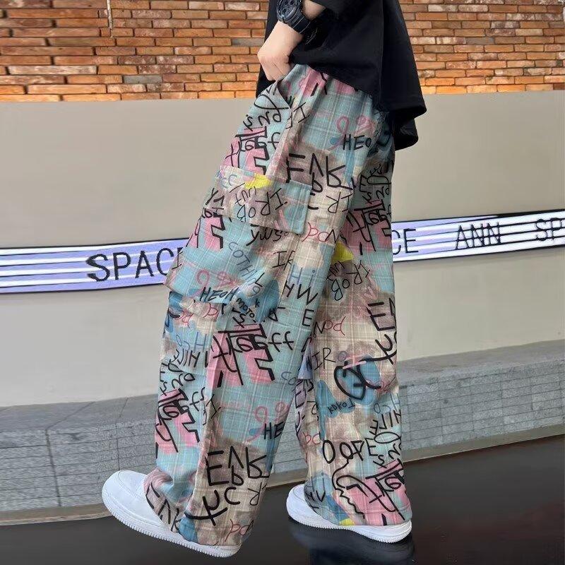 Child Pants Spring Boys Trousers Teenager Autumn Fashion Clothing Kids Wide-legged Trousers Boy Letter Loose Pants