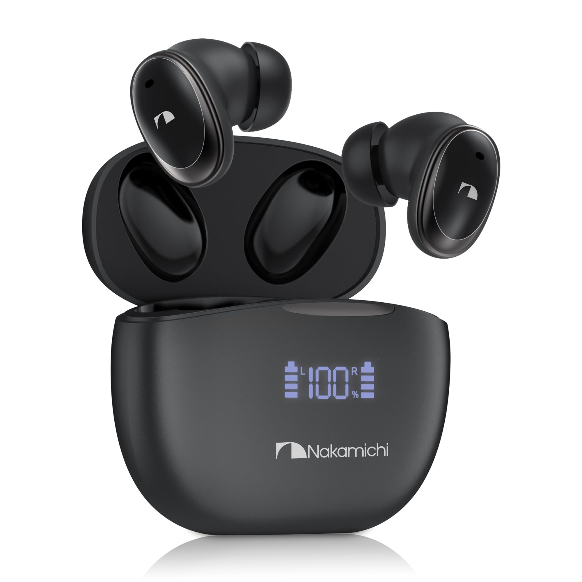 

Nakamichi TW022ENC Wireless Bluetooth ENC Noise Up to 28 Hours of Music Low LED Battery Level Japanese Voice Prompts Earbuds, 5.3, Reduction,
