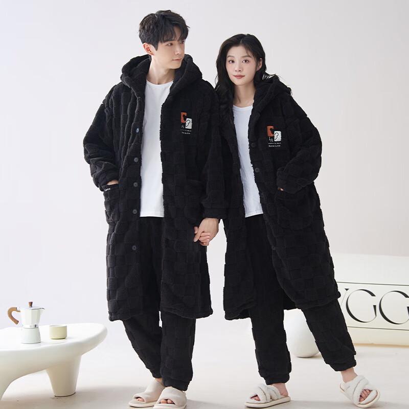 

Shenbaolai Winter Thickened Flannel Couple s Pajama Set