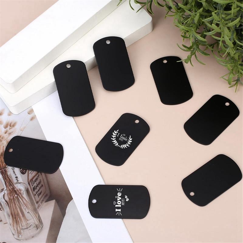 Trendy! 50 Pcs Metal Stamping Blanks Black for Stamping, Engraving Blanks Aluminum Stamping Blanks Keychain Blank Dog Tag
