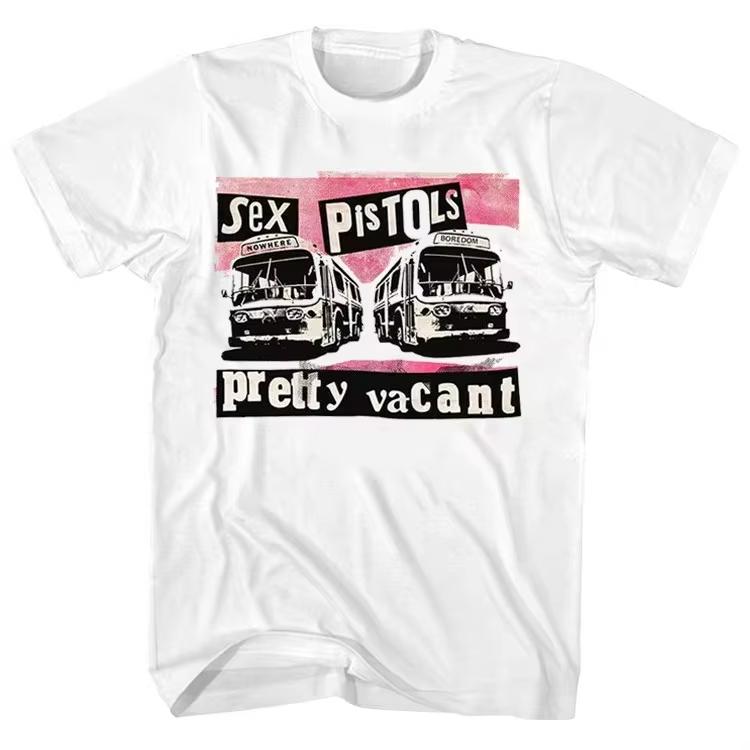 2026 New Summer Unisex Cotton Street Style Casual Top Printed With Classic Sex Pistols Band Pattern Unisex And Unisex Tshirt