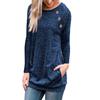 Long Pullover Womens Sleeve Ladies Solid Button Sweatshirt Top Loose Jumper