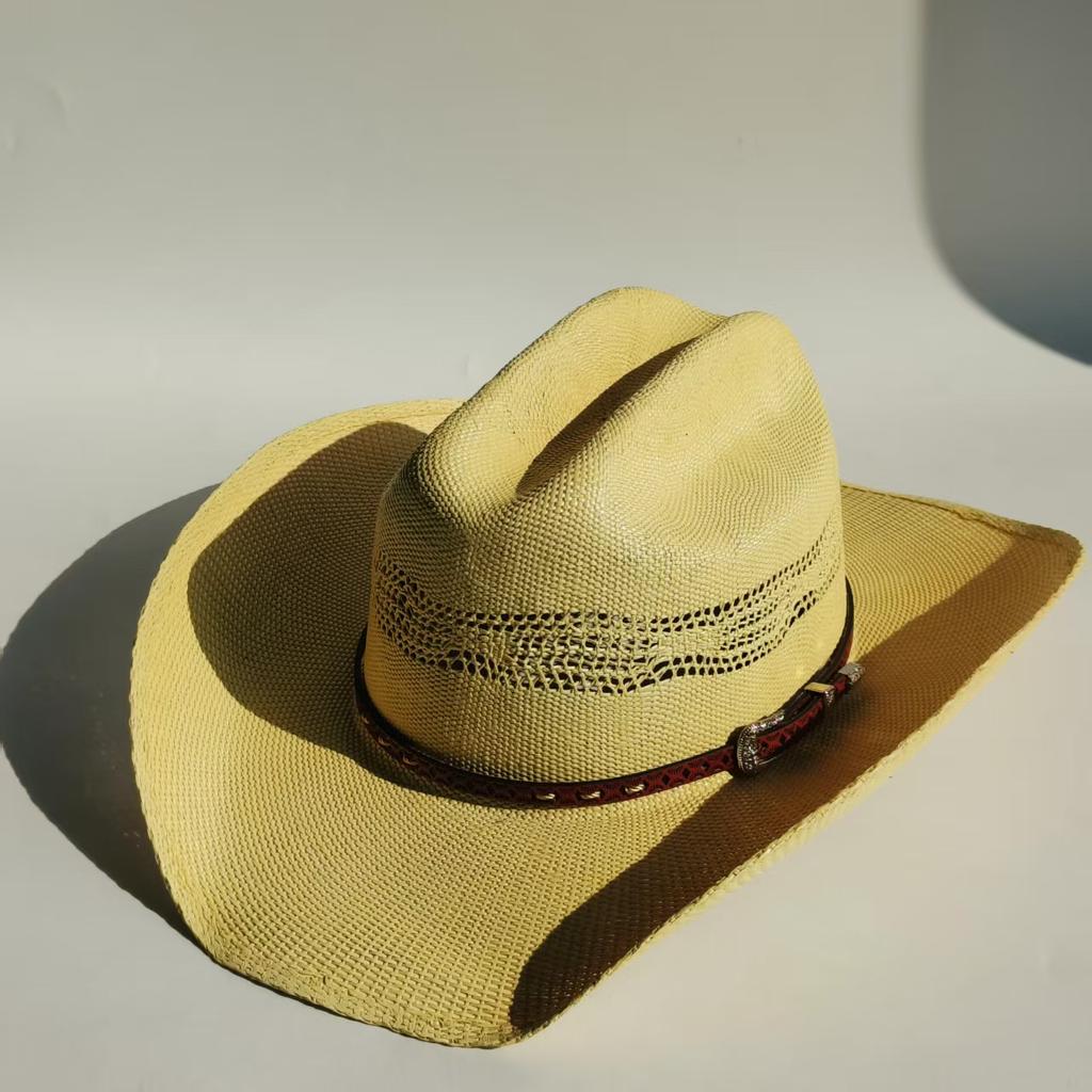 Cappello da cowboy in paglia rigida da uomo cappello da pascolo a tesa larga da donna cowboy tinta unita cappello da sole estivo confezione in scatola sombrero vaquero hombre