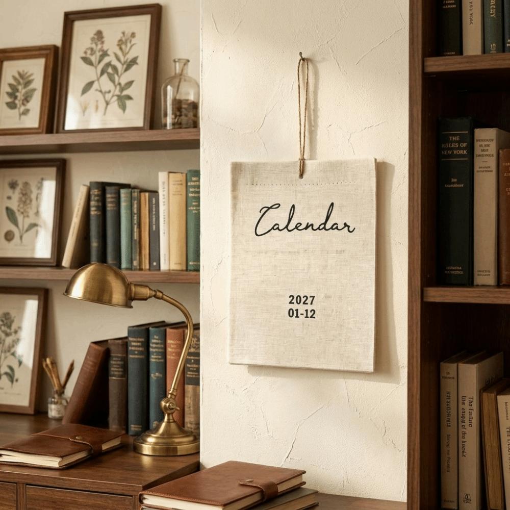 Portable Monthly Calendar Retro Style Calendar Planner Time Tool Fabric Wall Calendar Study Room
