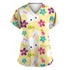 Women's Valentine's Day Printed Loose V-Neck Pocket Short Sleeve Uniform  Uniform