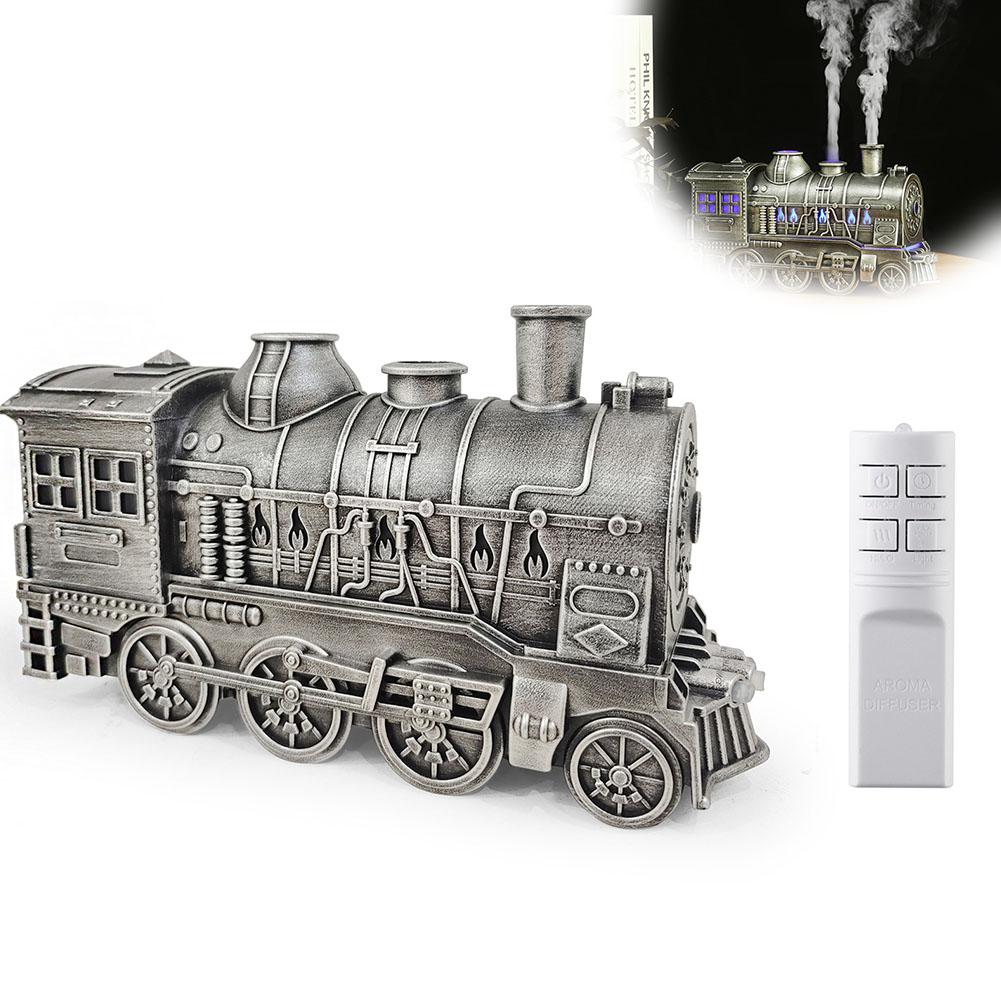 300ML Remote Control Retro Steam Train Flame Aromatherapy Essential Oil Diffuser Humidifier  Double Nozzle Jellyfish Style Spray