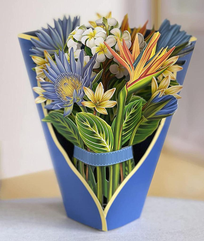 3D Pop-up Mother's Day Greeting Card with Hand-held Flowers